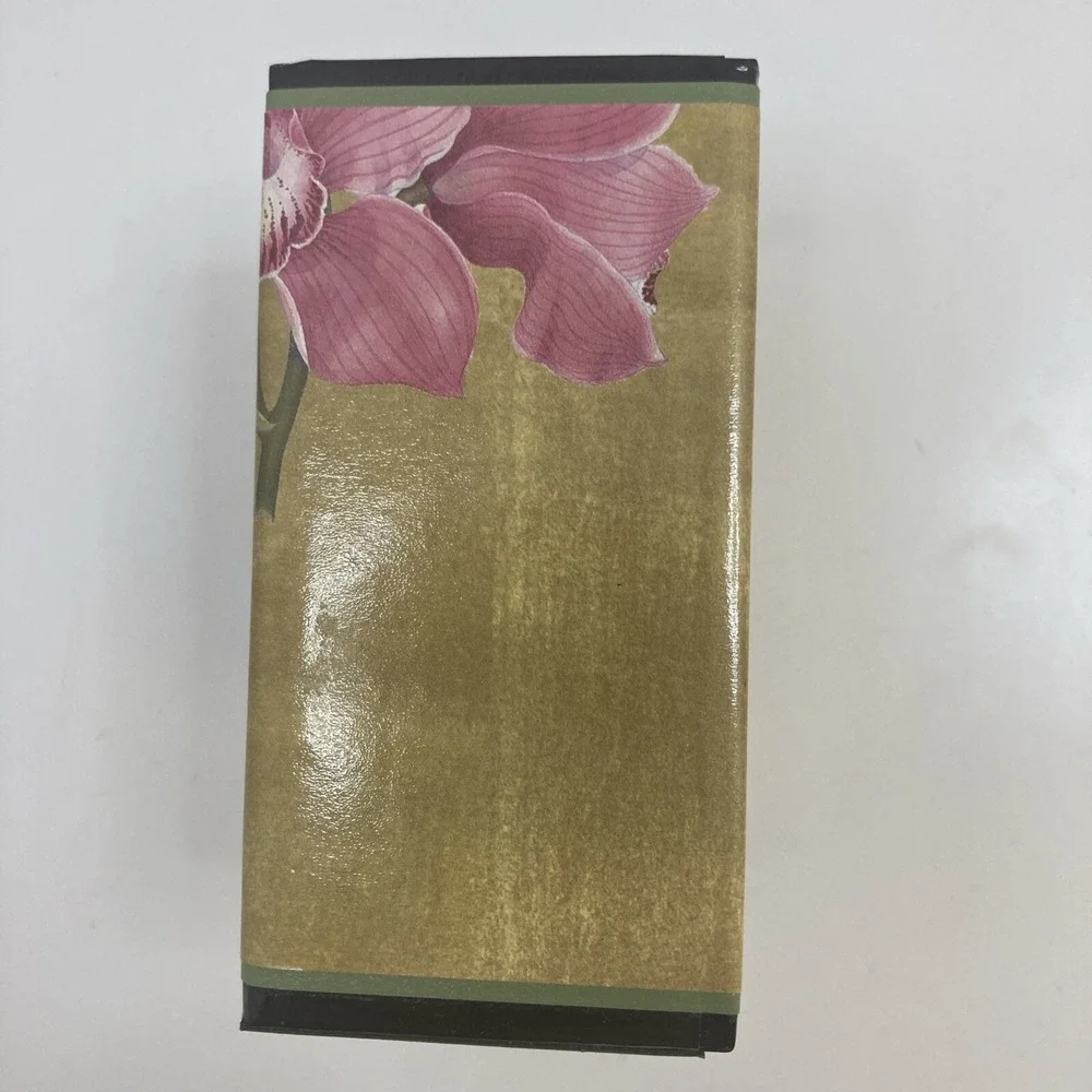 Vintage MCM Wooden Decoupage Pen Holder Iris Flowers 4.25
